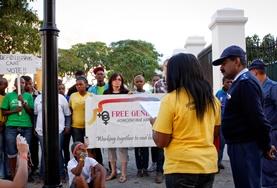 Volunteer South Africa Law & Human Rights volunteers hold a protest march in South Africa to raise awareness about gender-based violence.