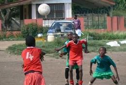 Volunteer Sports Children play football at a placement in Ghana