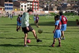 Volunteer Sports A Multi-sports volunteer coaches a team of athletes at a placement in Morocco